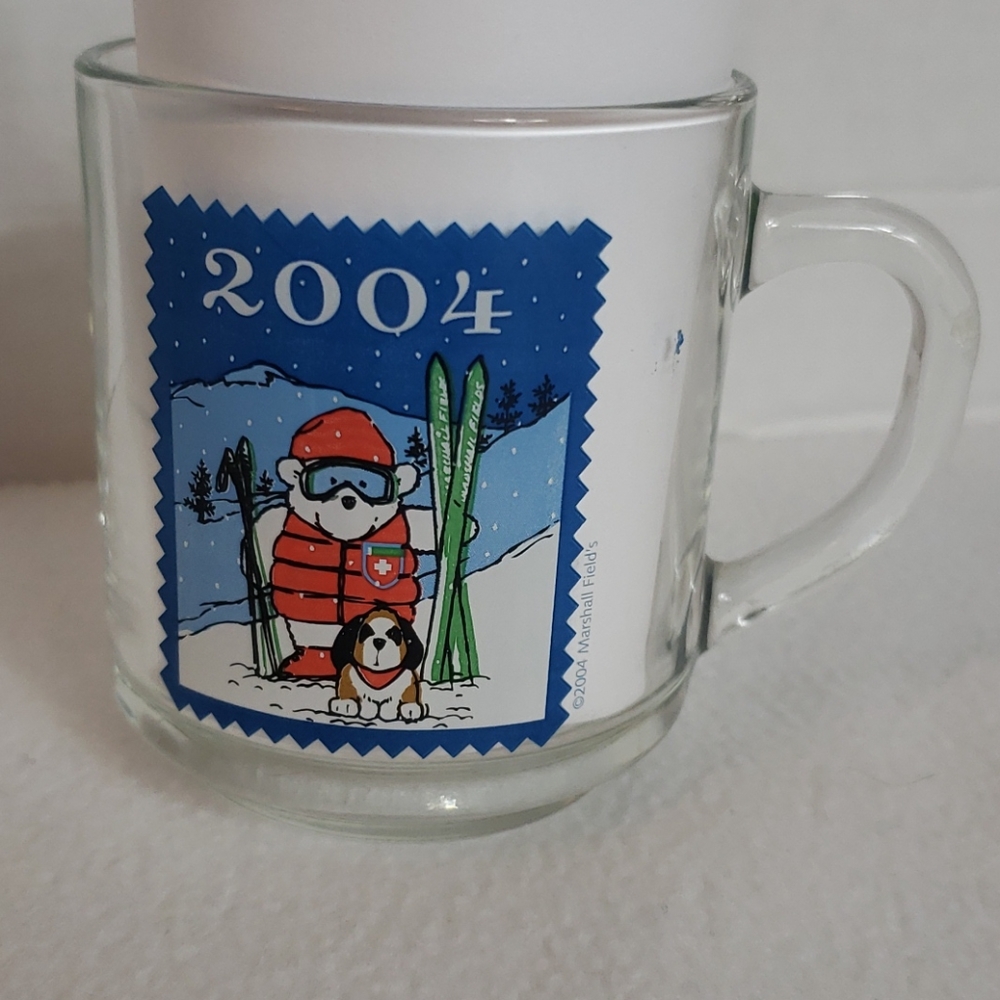 Marshall Field's Santa Bear Skiing Christmas Mug